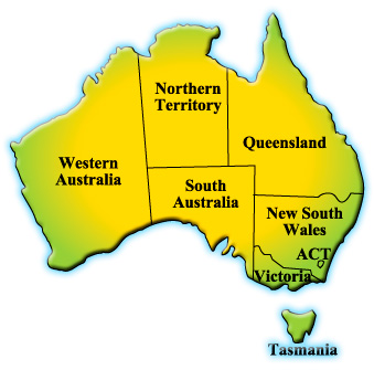 Map of Australia with hotspots