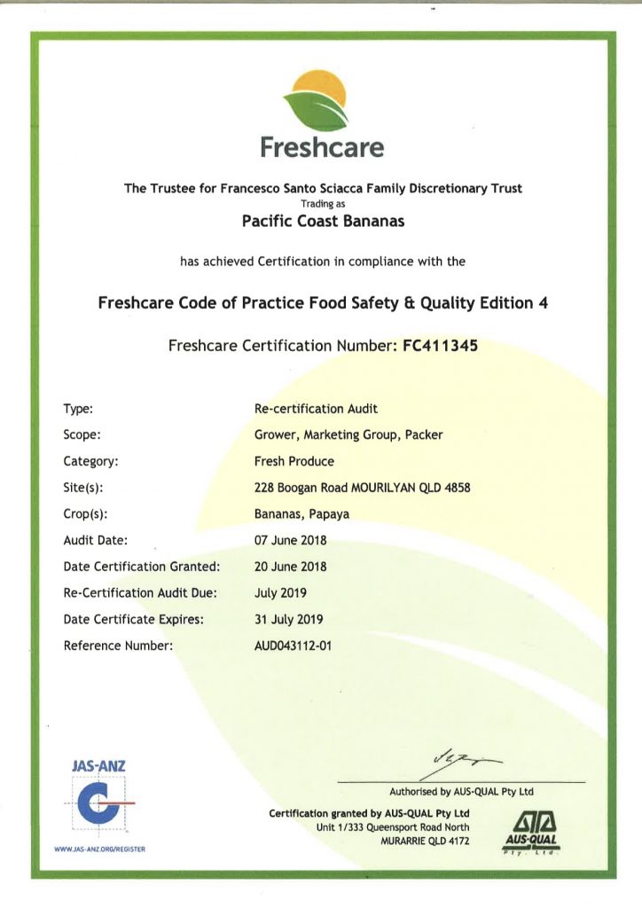 Eco Certification Pacific Coast 'Wax Tipped' Eco Bananas